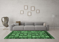 Machine Washable Abstract Emerald Green Modern Rug, wshabs462emgrn