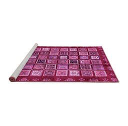 Sideview of Machine Washable Abstract Pink Modern Rug, wshabs462pnk