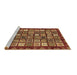 Sideview of Machine Washable Abstract Brown Modern Rug, wshabs462brn