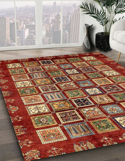 Abstract Red Modern Rug in Family Room, abs462