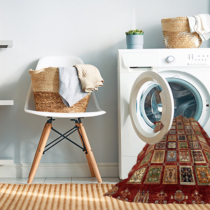 Machine Washable Abstract Tomato Red Rug in a Washing Machine, wshabs462