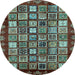 Round Machine Washable Abstract Light Blue Modern Rug, wshabs462lblu