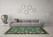 Machine Washable Abstract Turquoise Modern Area Rugs in a Living Room,, wshabs462turq