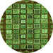 Round Machine Washable Abstract Green Modern Area Rugs, wshabs462grn