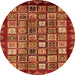 Round Abstract Orange Modern Rug, abs462org