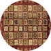 Round Machine Washable Abstract Brown Modern Rug, wshabs462brn