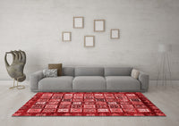 Machine Washable Abstract Red Modern Rug, wshabs462red