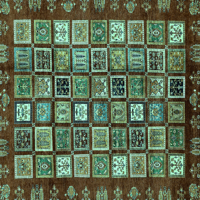 Square Abstract Turquoise Modern Rug, abs462turq