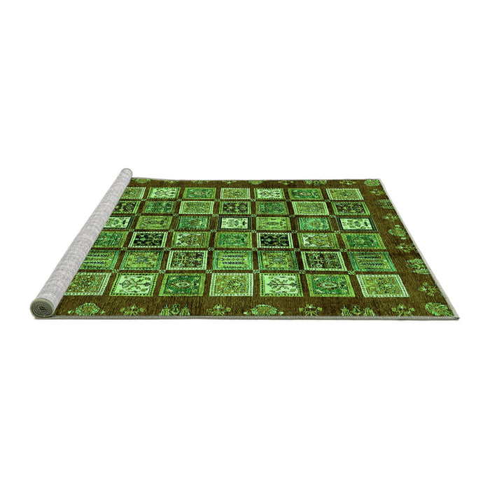 Sideview of Machine Washable Abstract Green Modern Area Rugs, wshabs462grn