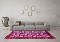 Machine Washable Abstract Pink Modern Rug, wshabs462pnk