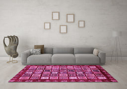 Machine Washable Abstract Pink Modern Rug in a Living Room, wshabs462pnk