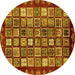 Round Machine Washable Abstract Yellow Modern Rug, wshabs462yw