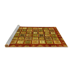 Sideview of Machine Washable Abstract Yellow Modern Rug, wshabs462yw