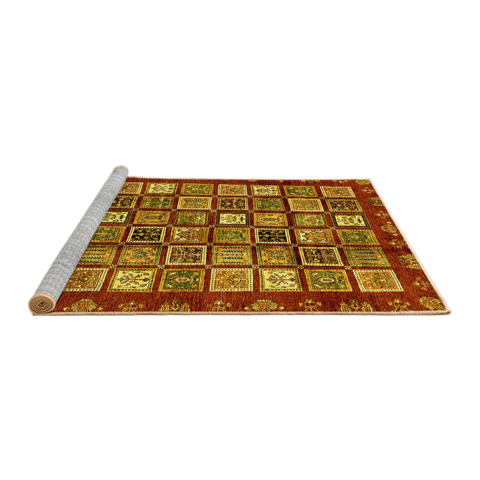 Sideview of Machine Washable Abstract Yellow Modern Rug, wshabs462yw