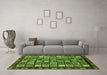 Machine Washable Abstract Green Modern Area Rugs in a Living Room,, wshabs462grn