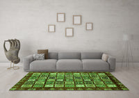 Machine Washable Abstract Green Modern Rug, wshabs462grn