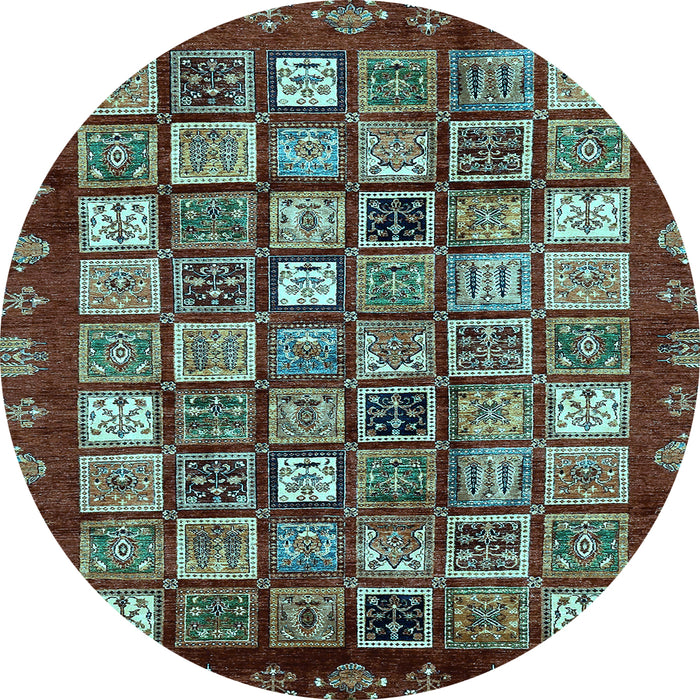 Round Abstract Light Blue Modern Rug, abs462lblu