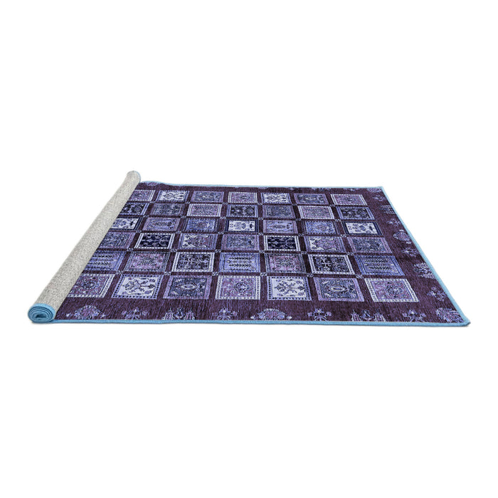 Sideview of Machine Washable Abstract Blue Modern Rug, wshabs462blu