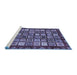 Sideview of Machine Washable Abstract Blue Modern Rug, wshabs462blu