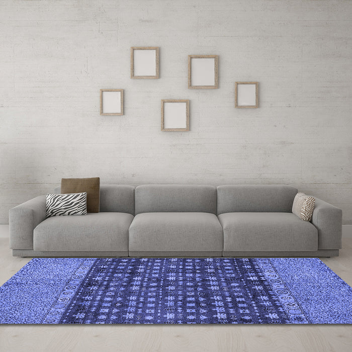 Machine Washable Abstract Blue Modern Rug in a Living Room, wshabs4630blu