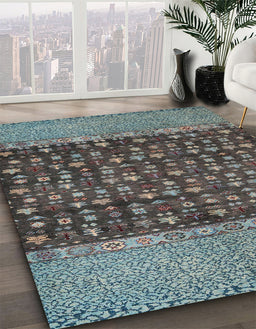 Abstract Gunmetal Gray Modern Rug in Family Room, abs4630