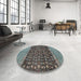 Round Abstract Gunmetal Gray Modern Rug in a Office, abs4630