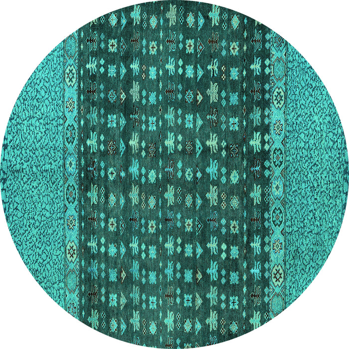 Round Abstract Turquoise Modern Rug, abs4630turq