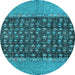 Round Abstract Light Blue Modern Rug, abs4630lblu