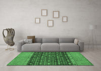 Machine Washable Abstract Emerald Green Modern Rug, wshabs4630emgrn