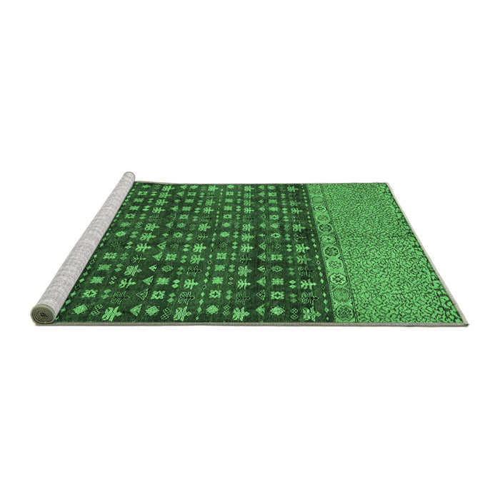 Sideview of Machine Washable Abstract Emerald Green Modern Area Rugs, wshabs4630emgrn