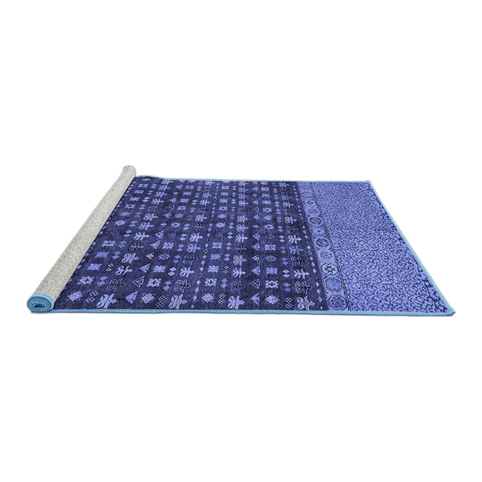 Sideview of Machine Washable Abstract Blue Modern Rug, wshabs4630blu