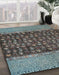 Abstract Gunmetal Gray Modern Rug in Family Room, abs4630