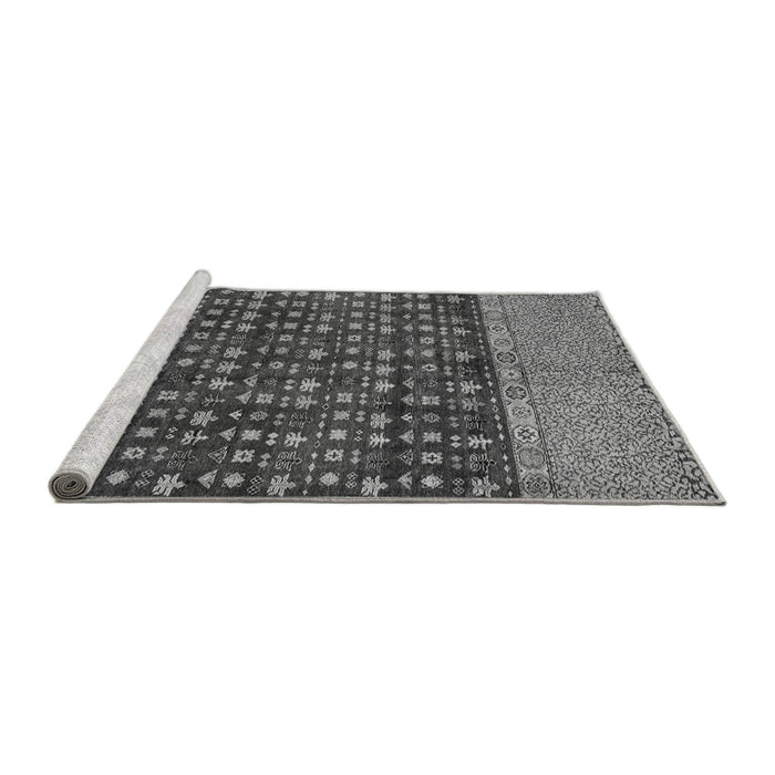 Sideview of Machine Washable Abstract Gray Modern Rug, wshabs4630gry