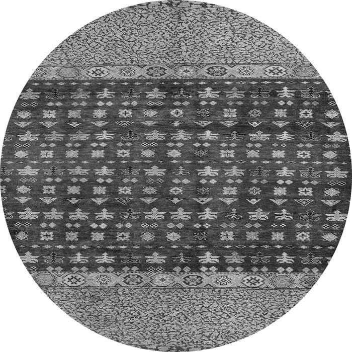 Round Machine Washable Abstract Gray Modern Rug, wshabs4630gry