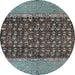 Round Abstract Gunmetal Gray Modern Rug, abs4630