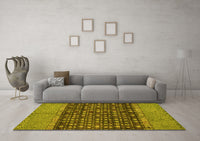 Machine Washable Abstract Yellow Modern Rug, wshabs4630yw