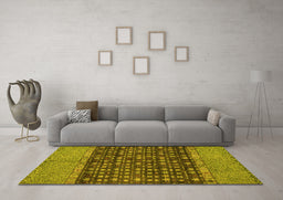 Machine Washable Abstract Yellow Modern Rug in a Living Room, wshabs4630yw