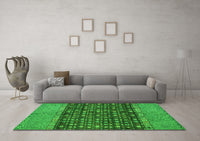 Machine Washable Abstract Green Modern Rug, wshabs4630grn