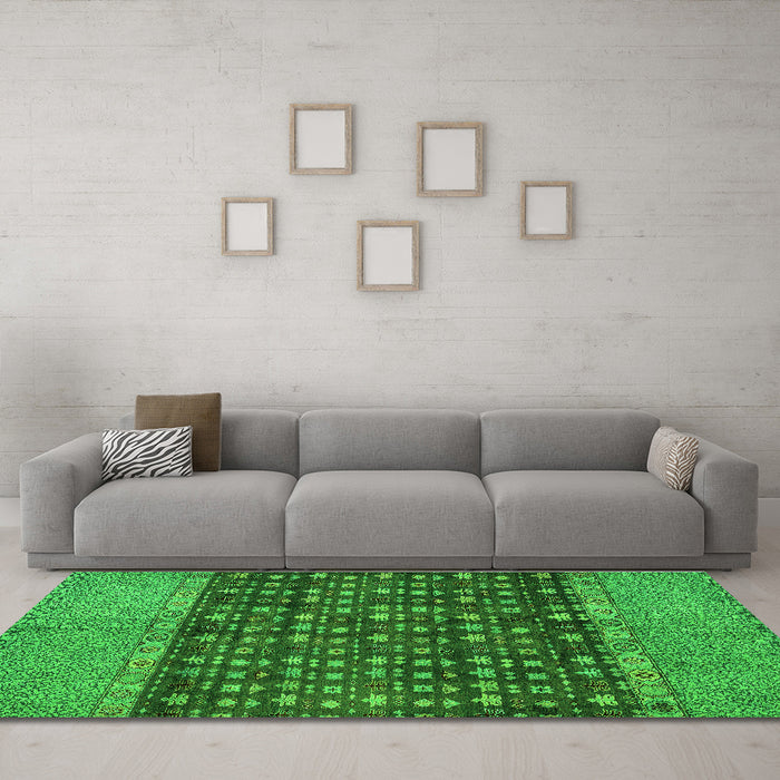 Machine Washable Abstract Green Modern Area Rugs in a Living Room,, wshabs4630grn