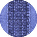 Round Abstract Blue Modern Rug, abs4630blu