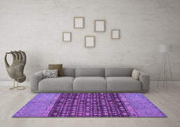 Machine Washable Abstract Purple Modern Area Rugs in a Living Room, wshabs4630pur