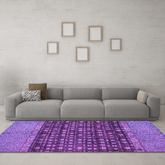 Machine Washable Abstract Purple Modern Area Rugs in a Living Room, wshabs4630pur