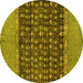 Round Abstract Yellow Modern Rug, abs4630yw