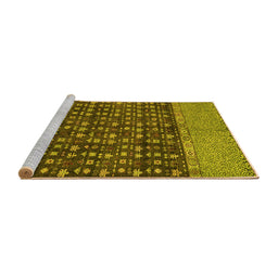 Sideview of Machine Washable Abstract Yellow Modern Rug, wshabs4630yw