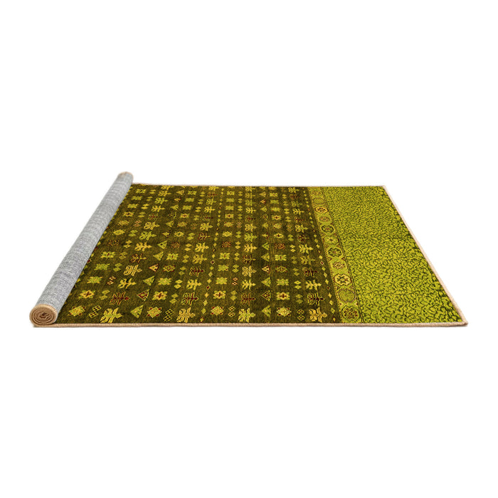 Sideview of Machine Washable Abstract Yellow Modern Rug, wshabs4630yw