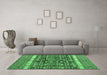 Machine Washable Abstract Emerald Green Modern Area Rugs in a Living Room,, wshabs4631emgrn