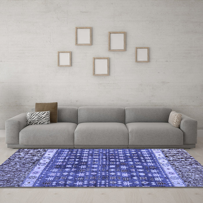 Machine Washable Abstract Blue Modern Rug in a Living Room, wshabs4631blu