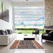 Square Abstract Camel Brown Modern Rug in a Living Room, abs4631