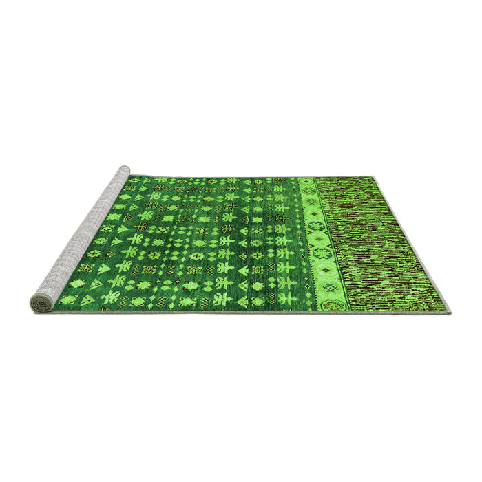 Sideview of Machine Washable Abstract Green Modern Area Rugs, wshabs4631grn