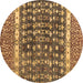 Round Abstract Brown Modern Rug, abs4631brn